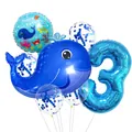 Blue whale theme birthday party balloon set with number 3 for toddler celebrations - Whale Style (3)
