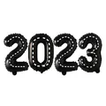 Black 40-inch 2023 foil number balloons with white racetrack pattern for party decoration - Black with Lines (2023)