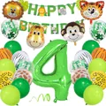 Jungle animal 4th birthday party set with lion tiger balloons and green number four - 4th Birthday Theme (Set 4)