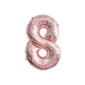 Detail eines 32-Zoll Roségold Nummernballons 8 aus Aluminiumfolie für Party-Deko - Zahl 8 Form (5390323318892)