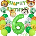 Kit 6ème anniversaire thème jungle avec ballons animaux et bannière joyeux anniversaire - Thème 6ème Anniversaire (Série 6)