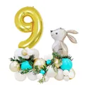 33pcs Gray Easter Bunny Balloon set with 40-inch Golden Number 9 Foil Balloon for kids party - Gold Rabbit (Number 9)