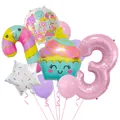 Makroaufnahme von Eiscreme-Folienballons inklusive Nummer 3 und Cupcake für Geburtstagspartys - Zuckerstangen Eiscreme Set 3 (Nummer 3)