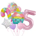 Eiscreme-Süßigkeiten-Ballonset mit großer rosa Zahl 5 für den 5. Kindergeburtstag - Zuckerstangen Eiscreme Set 5 (Nummer 5)