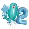 Seal animal foil balloon and blue number 2 balloon bouquet for 2nd birthday ocean party - Sea Lion Style (2)