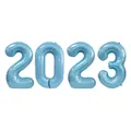 Light blue 40-inch foil number balloons forming the year 2023 for party decoration - Pearlescent Blue (2023)