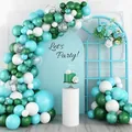 Blue and green balloon arch kit with silver sequins for party wedding background - Blue Fresh Style
