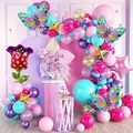 Kit de guirnalda de globos de mariposa y tulipán con globos de látex y estrellas oro - Kit de Arco de Globos de Mariposa