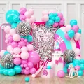 Kit arco palloncini rosa e blu con palloncini disco 4D argento per decorazione festa - Catena di Palloncini Tema Disco