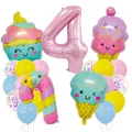 Pink number 4 balloon set with ice cream and cupcake foil balloons for birthday parties - Number Four Theme Style (Candy Ice Cream Set 4)