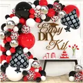DIY black and red poker theme balloon arch kit with spades for birthday party decor - Poker Theme Balloon Chain Set