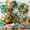 Camo themed birthday party kit with camo backdrop and arch balloons for camping games - Camouflage Style