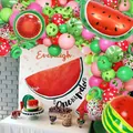 Watermelon party decoration set with balloon garland and One in a Melon backdrop - Watermelon Balloon Garland Kit