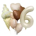Matte ice cream and heart balloons set with cream number 6 for birthday party decor - Ice Cream Heart Set 6