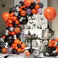 Halloween balloon arch kit with orange and black latex balloons for party decoration - Halloween Orange Black Balloon Chain