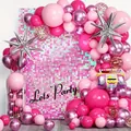 Pink balloon garland kit with 80s retro radio foil balloon and star balloons for parties - 80s 90s Pink Retro Radio Balloon Garland Kit
