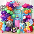 Arco di palloncini disco anni 80 90 con palloncini colorati e palloncini foil 4D - Stile Disco Retrò