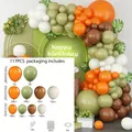 117-piece avocado green and orange balloon arch kit for birthday party decorations - Avocado Retro Balloon Chain