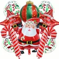 Weihnachtsballon-Set mit Weihnachtsmann-Folie und roten Sternen für die Partydekoration - Springender Weihnachtsmann mit Pentagramm und Zuckerstange