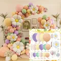 Pastel daisy balloon garland kit with macaron latex and flower foil balloons for parties - Daisy Style