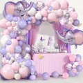 Pink and purple baby shower elephant balloon garland kit for girl birthday party decor - Elephant Theme Balloon Garland
