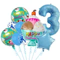 Blue 3rd birthday balloon set with cupcake foil balloon and blue star decorations - Ice Cream Birthday Set 3