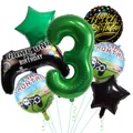 7-piece gaming theme 3rd birthday balloon set with controller and green number 3 - Age 3 Set