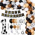 Farm theme cow print balloon garland kit with number 1 foil balloon and birthday banner - Number 1 Set