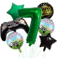 Detail of gamer 7th birthday balloon set featuring green number 7 and gamepad foil design - Age 7 Set