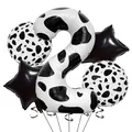 Detail of 40-inch cow print number 2 balloon set with black stars for farm party - Number 2 (nn007)