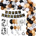 Flachbild von Kuhmuster-Ballons, Happy Birthday Banner und großen Folienballons Nummer 20 - Doppelstellige Set (Notiz)