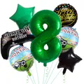 7-piece gaming balloon set with green number 8 and controller foil for party decor - Age 8 Set