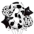 Cow print 40-inch number 3 balloon set with black stars for farm birthday party decor - Number 3 (nn007)