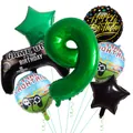 Detailed set of 9th birthday game-themed foil balloons with green number and game controller - Age 9 Set