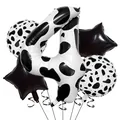 5-piece cow print number 4 balloon set with black stars for birthday party decoration - Number 4 (nn007)
