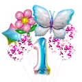 Pastel butterfly and number 1 foil balloon set with sequin latex balloons for 1st birthday - Number 1 Butterfly Kit