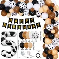 Details zum 5. Geburtstag Bauernhof-Party-Set mit Kuh-Zahl 5 und Happy Birthday Banner - Nummer 5 Set