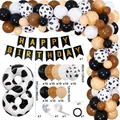 Detail zum Bauernhof-Ballongirlanden-Set mit Kuhmuster-Ballons und Geburtstagsbanner - Nummer 8 Set