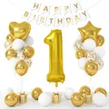 Detail zum 1. Geburtstag Set mit goldenem Zahlenballon und Meerjungfrau-Banner - Gold Set