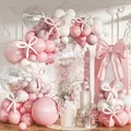 Kit arco di palloncini rosa e bianchi con palloncini a fiocco per baby shower - Catena di palloncini rosa