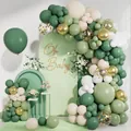 Forest theme balloon arch kit with sage green white and gold oh baby party decorations - Green Balloon Chain