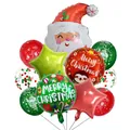 Weihnachtsballon Set mit Weihnachtsmann Folienballons und roten grünen Sternen - Weihnachtsmann Thema