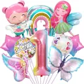 Detail von Fee-Themen Ballon-Set mit Nummer 1 und bunten Schmetterling Ballons - 1. Geburtstag Thema (Kit 1)