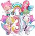 Feen Schmetterling Ballon Set mit Regenbogen und Farbverlauf Nummer 3 Geburtstag Deko - 3. Geburtstag Thema (Kit 3)