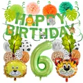 Dettagli del kit compleanno animali della giungla con banner e palloncini con stampe - Set Banner Animale Stile 6