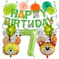 Kit 7 compleanno tema giungla con palloncini animali e ghirlande verdi - Set Banner Animale Stile 7