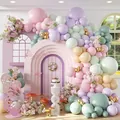Pastel macaron latex balloon garland kit with pink butterflies for party decoration - Macaron Color Balloon Combination