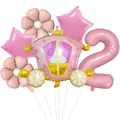 Detail of pink princess carriage and number 2 foil balloon set for birthday decor - Number 2 Style (Set 2)