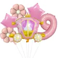Pink princess carriage and number 9 balloon set for girls 9th birthday party decoration - Number 9 Style (Set 9)