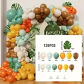 128pcs jungle balloon arch kit with monstera leaves in sage green and cream colors - Monstera Leaf Jungle Balloon Garland Kit
